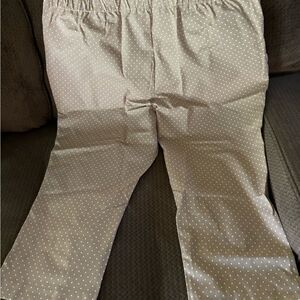 ISAAC MIZRAHI Live Women's Tan White Polka Dots Crop Pants Sz 28W Petite Stretch